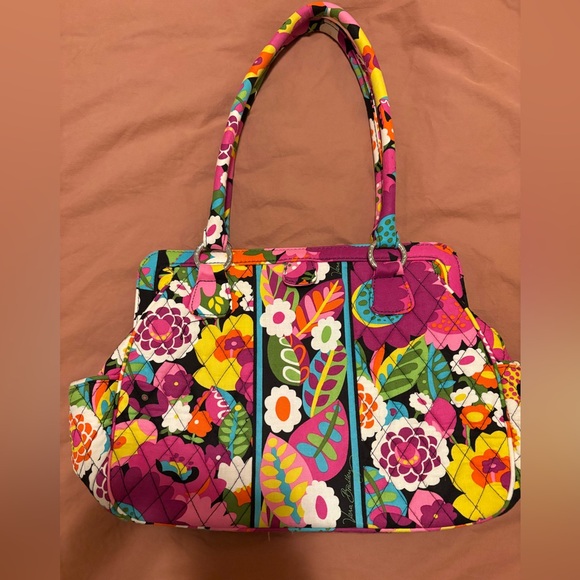 Vera Bradley Colorful Floral Va Va Bloom Satchel Shoulder Frame Bag - Picture 5 of 10